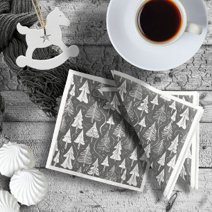 Servilleta De Papel De Cena Patrón de Navidades blancos negros#6 ID1009