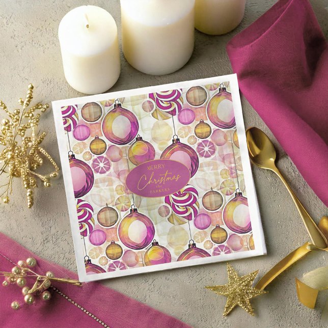 Servilleta De Papel De Cena Patrón de Navidades de oro magenta#6 ID1009 (Subido por el creador)