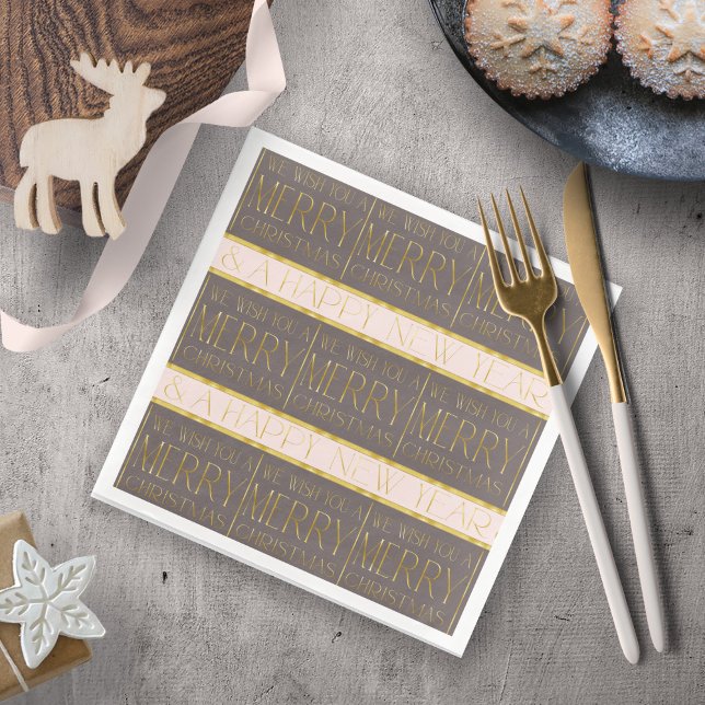 Servilleta De Papel De Cena Patrón de Navidades de oro rosado #35b ID1009 (Subido por el creador)