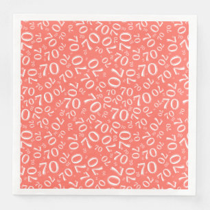 Servilleta De Papel De Cena Patrón de número aleatorio coral/blanco de 70 años