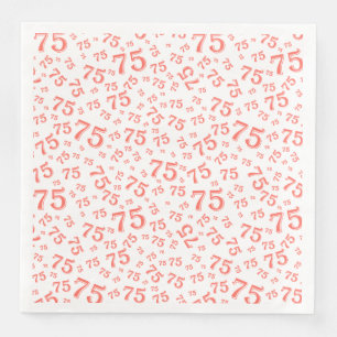 Servilleta De Papel De Cena Patrón de número aleatorio coral/blanco de 75 años