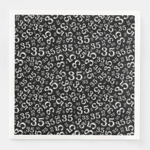 Servilleta De Papel De Cena Patrón de número aleatorio de 35 años negro/blanco