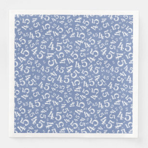 Servilleta De Papel De Cena Patrón de número aleatorio de 45 años azul/blanco
