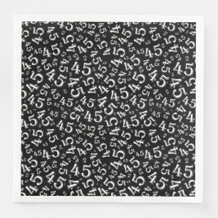 Servilleta De Papel De Cena Patrón de número aleatorio de 45 años negro/blanco