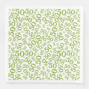 Servilleta De Papel De Cena Patrón de número aleatorio de 50 años verde/blanco
