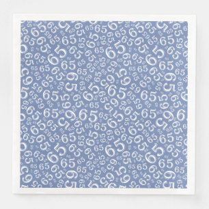 Servilleta De Papel De Cena Patrón de número aleatorio de 65 años azul/blanco
