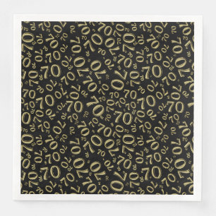 Servilleta De Papel De Cena Patrón de número aleatorio de 70 años negro/oro