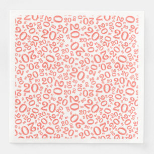 Servilleta De Papel De Cena Patrón de número aleatorio de coral/blanco de la e