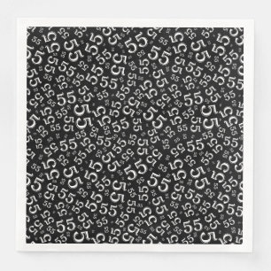 Servilleta De Papel De Cena Patrón de número aleatorio de edad 55 negro/blanco