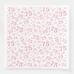 Servilleta De Papel De Cena Patrón de número aleatorio de la edad 75 rosa/blan