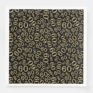 Servilleta De Papel De Cena Patrón de número aleatorio de oro/negro del 60 cum