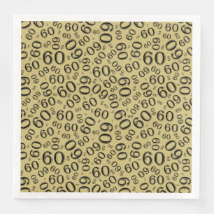 Servilleta De Papel De Cena Patrón de número aleatorio de oro/negro para la ed