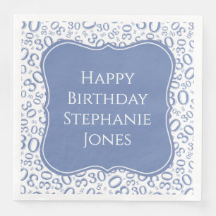 Servilleta De Papel De Cena Patrón de número de corchete azul/blanco de cumple