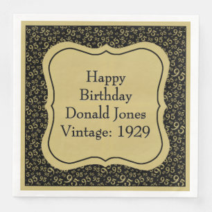 Servilleta De Papel De Cena Patrón de número de corchete dorado/negro de cumpl