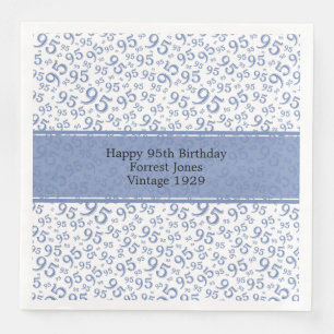 Servilleta De Papel De Cena Patrón de número Guay de cumpleaños 95 Azul/Blanco