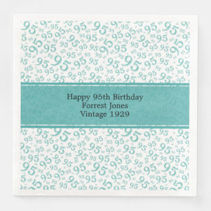 Servilleta De Papel De Cena Patrón de números Guay de cumpleaños 95 Verde azul
