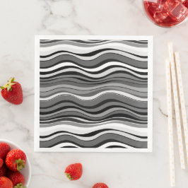 Servilleta De Papel De Cena Patrón de ondas monocromas