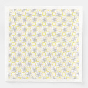 Servilleta De Papel De Cena Patrón de ondas sísmicas amarillas, grises y blanc