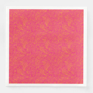 Servilleta De Papel De Cena Patrón de paisley amarillo rosa