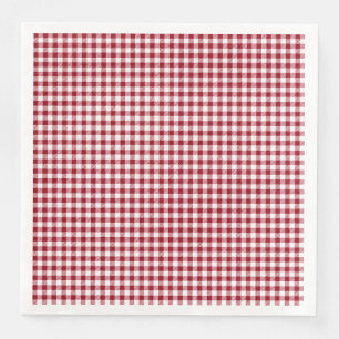 Servilleta De Papel De Cena Patrón de platillos de Gingham rojo controlado