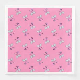 Servilleta De Papel De Cena Patrón de racquet de Badminton rosa