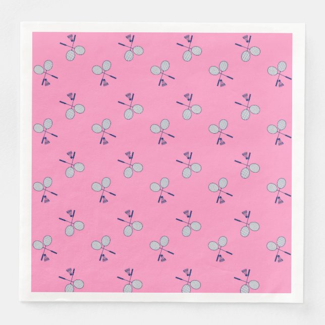 Servilleta De Papel De Cena Patrón de racquet de Badminton rosa (Anverso)