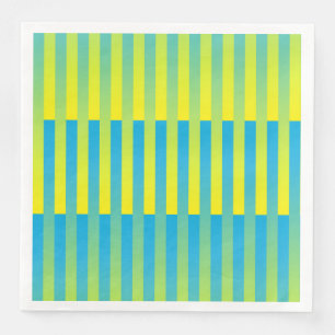 Servilleta De Papel De Cena Patrón de rayas azul amarillo verde