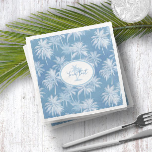 Servilleta De Papel De Cena Patrón de silueta de palmera hawaiana azul ID1093