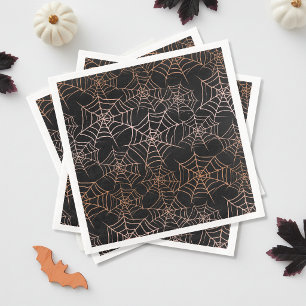 Servilleta De Papel De Cena Patrón de telaraña de Halloween naranja negro ID13