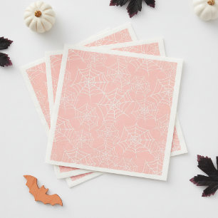 Servilleta De Papel De Cena Patrón de telaraña de Halloween rosa blanco ID1328