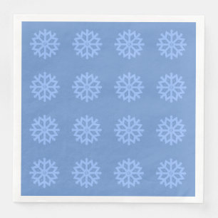 Servilleta De Papel De Cena Patrón festivo de invierno azul con copo de nieve