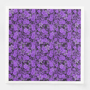 Servilleta De Papel De Cena Patrón floral 15.Purple.b Negro BG