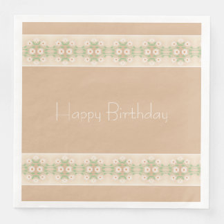 Servilleta De Papel De Cena Patrón floral blanco con beige