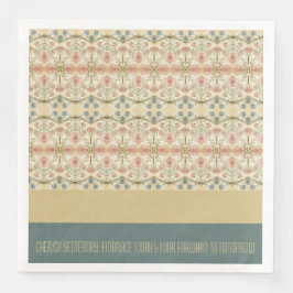 Servilleta De Papel De Cena Patrón Floral Con Azul Y Crema