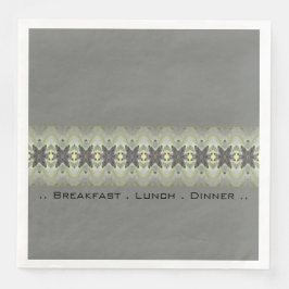 Servilleta De Papel De Cena Patrón floral con gris