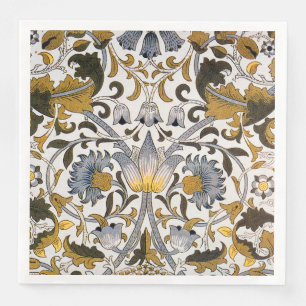 Servilleta De Papel De Cena Patrón floral de William Morris Lodden: azul dorad