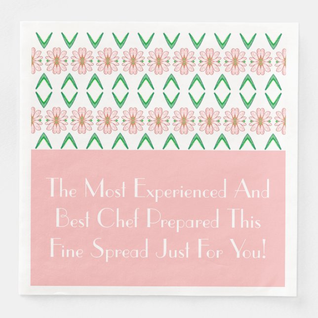 Servilleta De Papel De Cena Patrón floral rosado acentuado (Anverso)