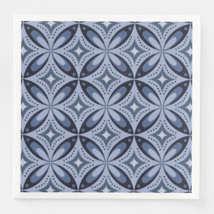 Servilleta De Papel De Cena Patrón geométrico azul estilo retro