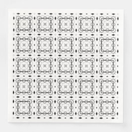 Servilleta De Papel De Cena Patrón geométrico blanco negro y plateado
