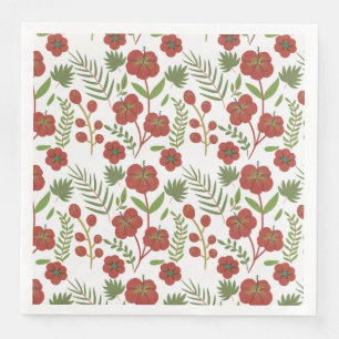 Servilleta De Papel De Cena Patrón ininterrumpido de flores rojas sobre fondo