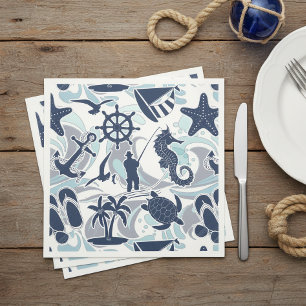 Servilleta De Papel De Cena Patrón Naval de Playa Náutica ID839