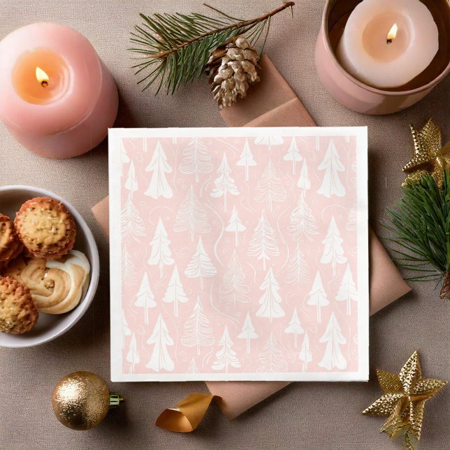Servilleta De Papel De Cena Patrón Navidades blancos rosados#6 ID1009 (Subido por el creador)