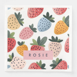 Servilleta De Papel De Cena Patrón personalizado de fresa de fruta