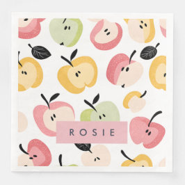 Servilleta De Papel De Cena Patrón personalizado de manzana cuta colorido