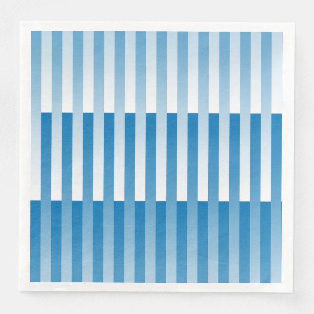 Servilleta De Papel De Cena Patrón rayado azul blanco (Anverso)