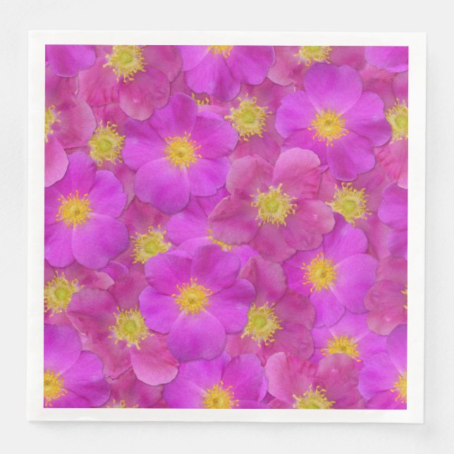 Servilleta De Papel De Cena Patrón sin soldadura de Rosa salvaje (Anverso)