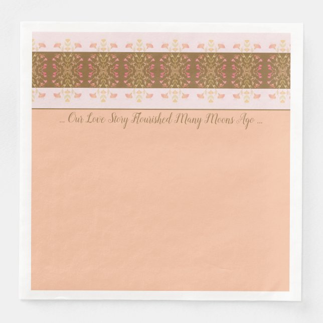 Servilleta De Papel De Cena Peach con rosa (Anverso)