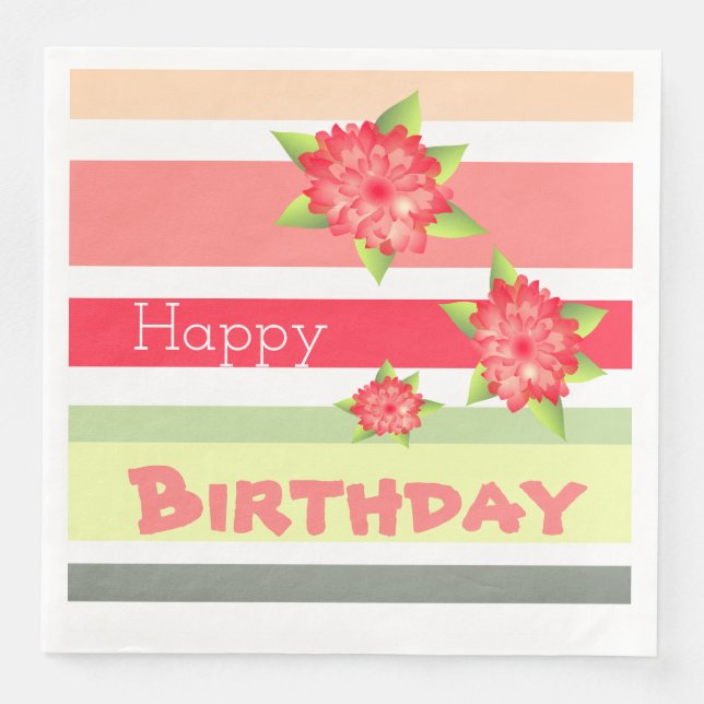 Servilleta De Papel De Cena Peach Coral Lime Verde y Rojo (Anverso)