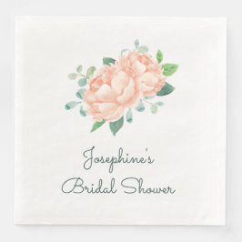 Servilleta De Papel De Cena Peach Peony Bridal Shower