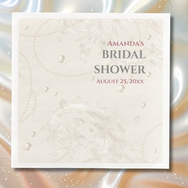 Servilleta De Papel De Cena Pearl Jewels Bridal Shower (Subido por el creador)